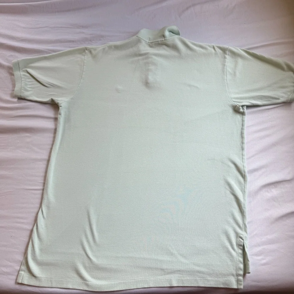 Polo Ralph Lauren Mens Large Vintage Polo Shirt Mint Green Gold Pony Cotton 90s